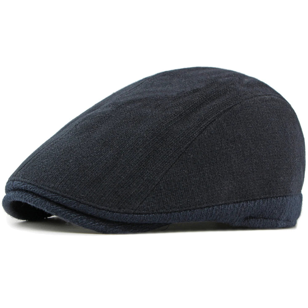 Annecy Fleece-Lined Wool Beret in Navy Blue