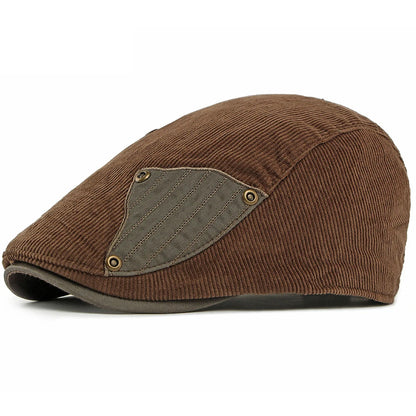 Derby Corduroy Patchwork Beret in Coffee