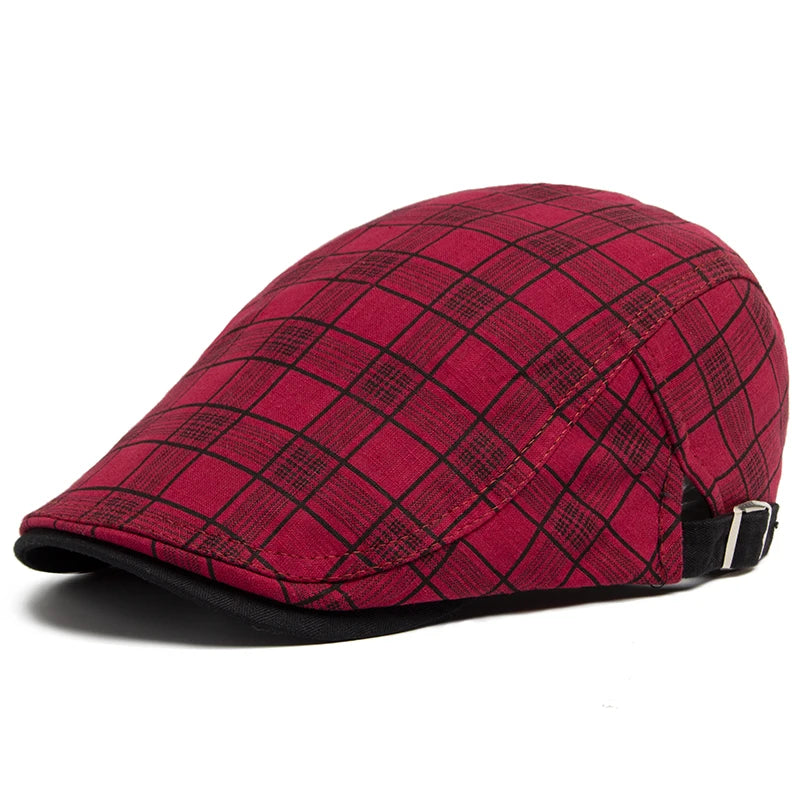 Thin Plaid Linen Ivy Cap | Country Summer Flat Cap | Urban Caps NZ