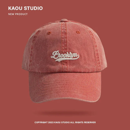 Ashford Washed Cotton Baseball Cap in Watermelon Red