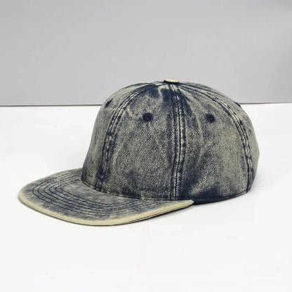 Osaka Washed Cotton Snapback Cap in Navy Vlue