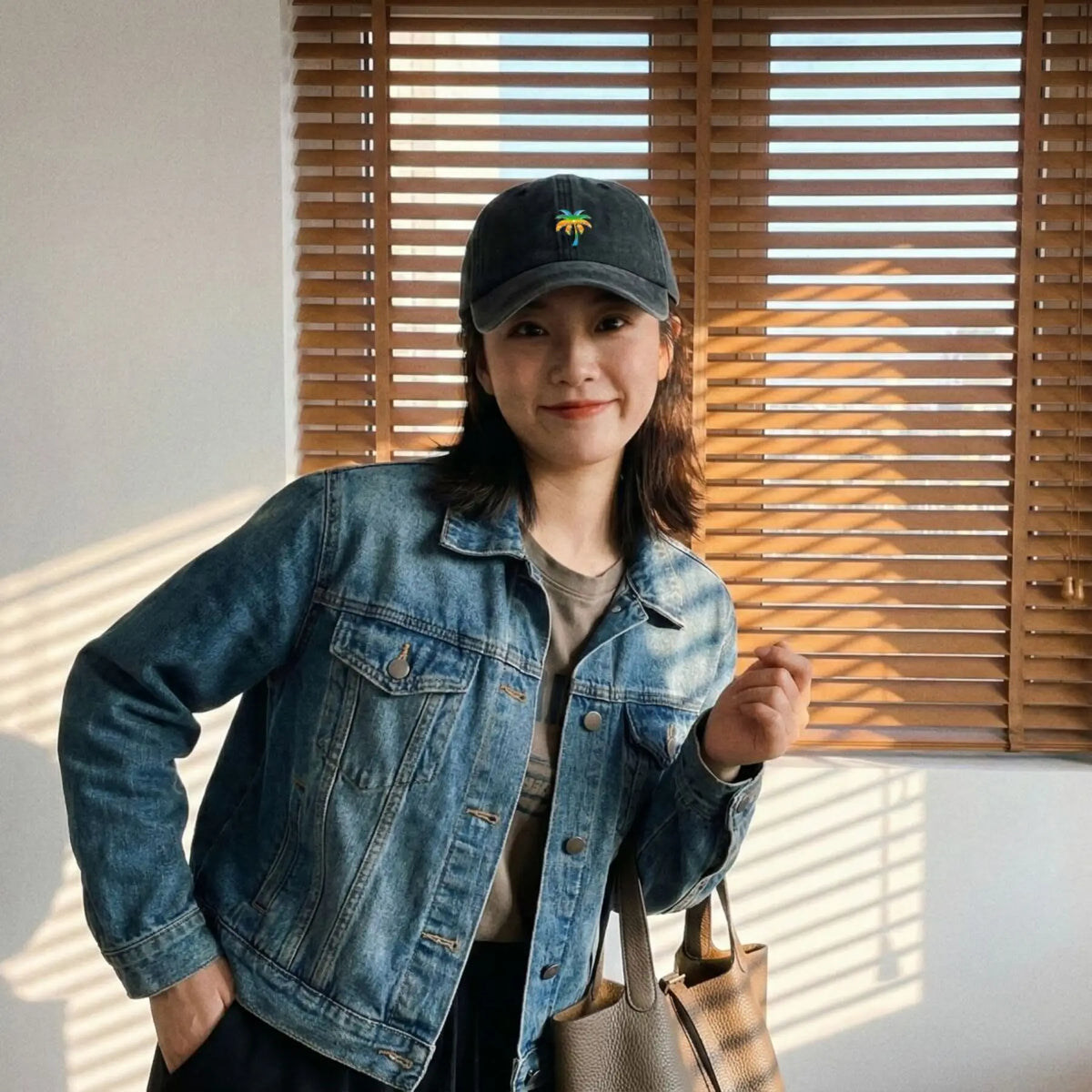 Palm Tree Embroidered Washed Cotton Cap – Unisex