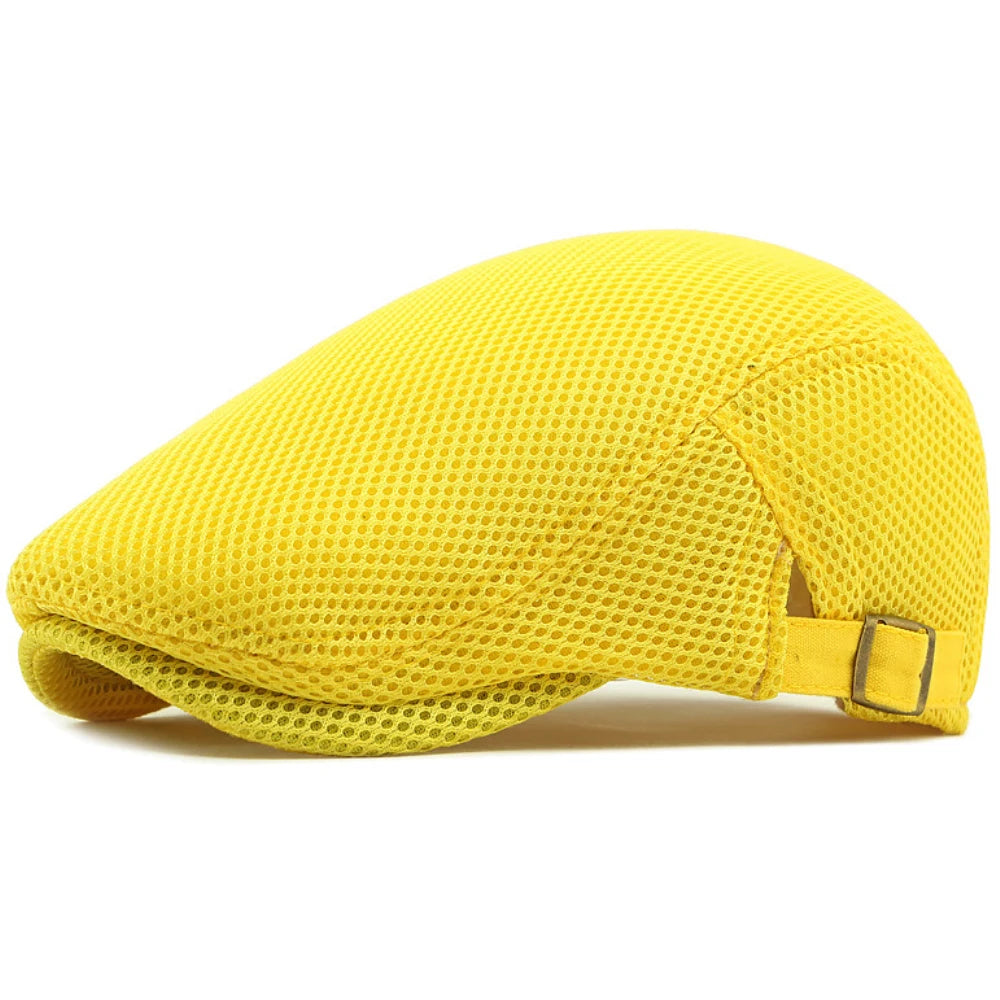 Godalming Mesh Breathable Beret in Yellow
