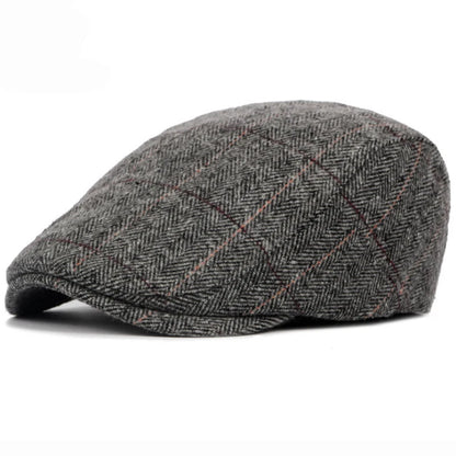 Reading Plaid Artist Beret in Grey
