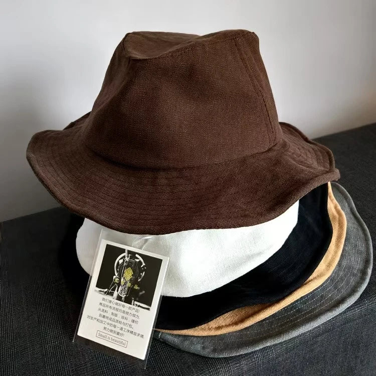Osborne Wide-Brim Bucket Hat in Beige-Cotton
