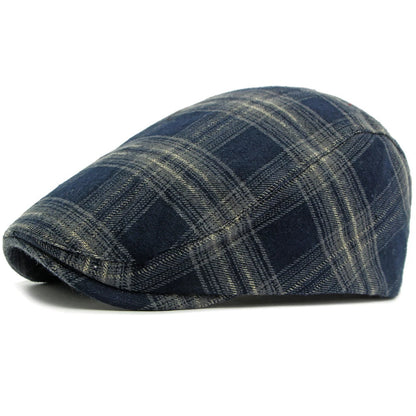 Scarborough Plaid Beret in Navy Blue