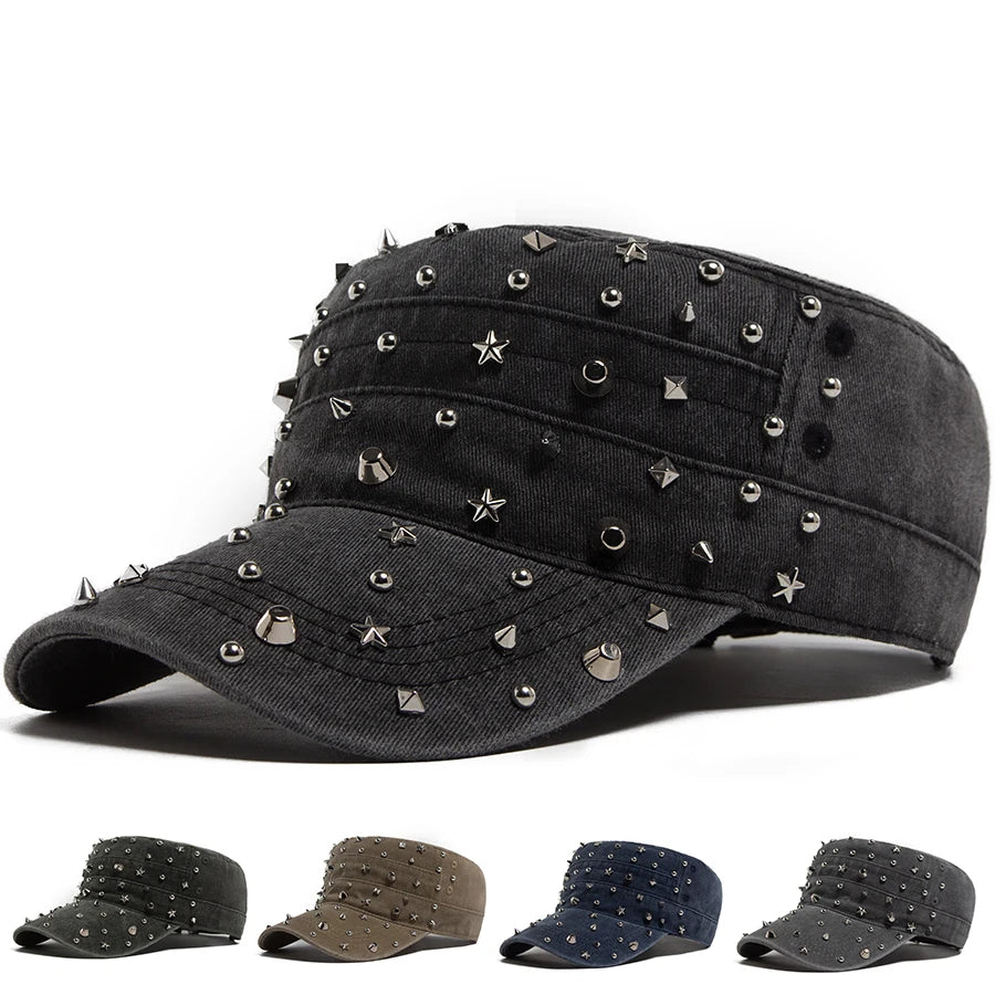 Rivet Detail Cotton Baseball Cap | Punk Rock Sports Cap | Urban Caps NZ