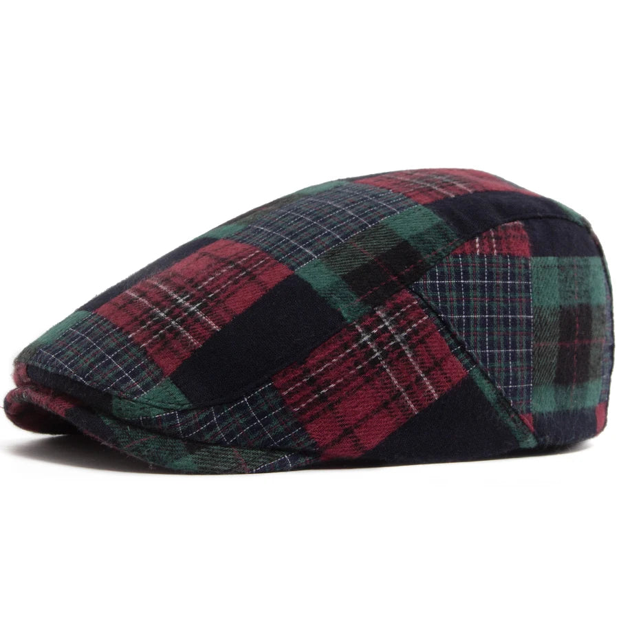 Big Plaid Patchwork Ivy Cap | Retro Country Flat Cap | Urban Caps NZ