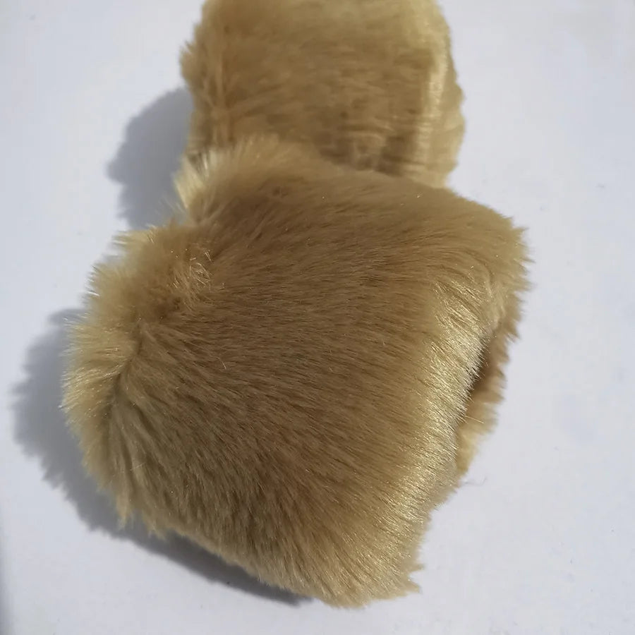 Belmont Faux Fur Wrist Warmers in Camel