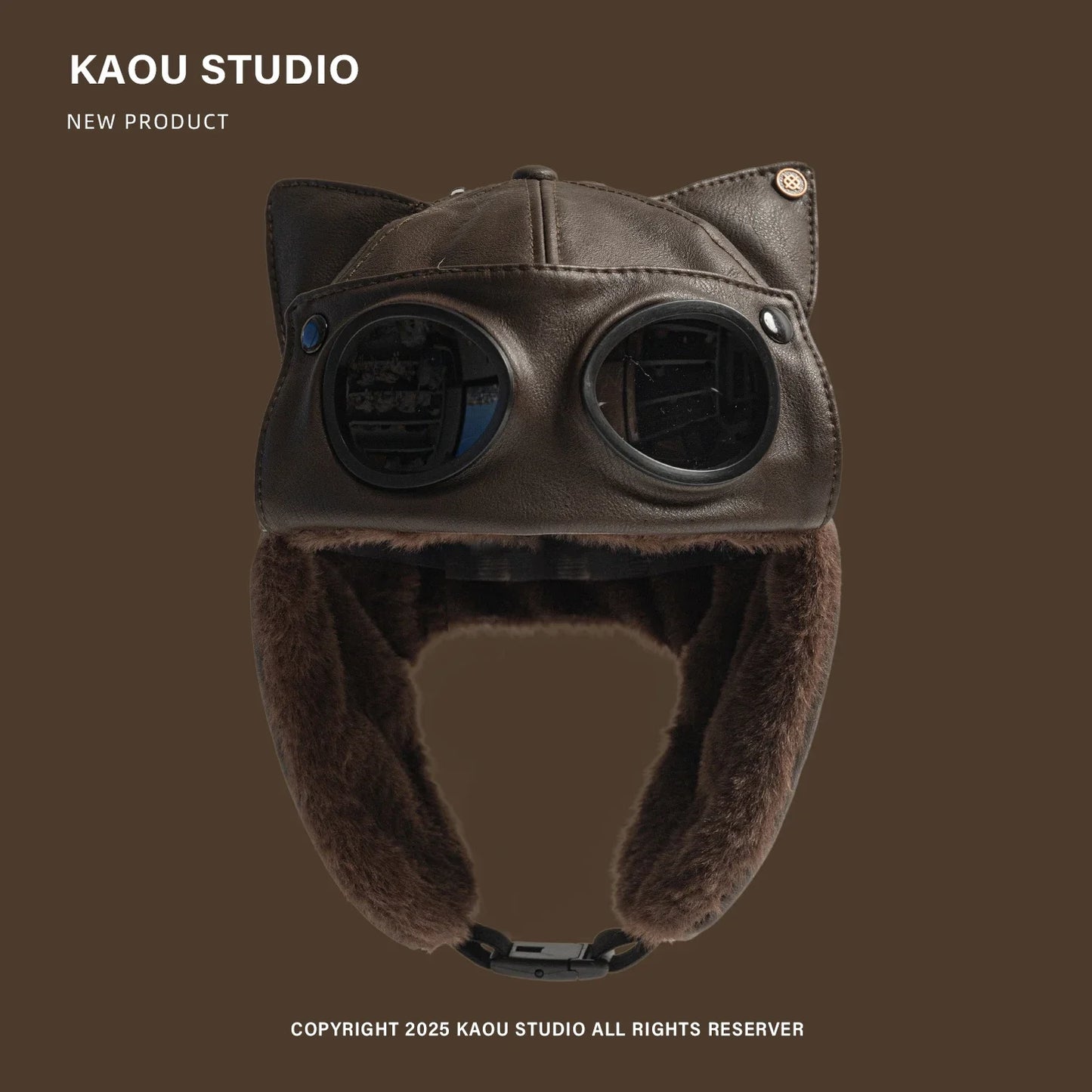 Maverick Cat Ear Pilot Cap in D Coffee