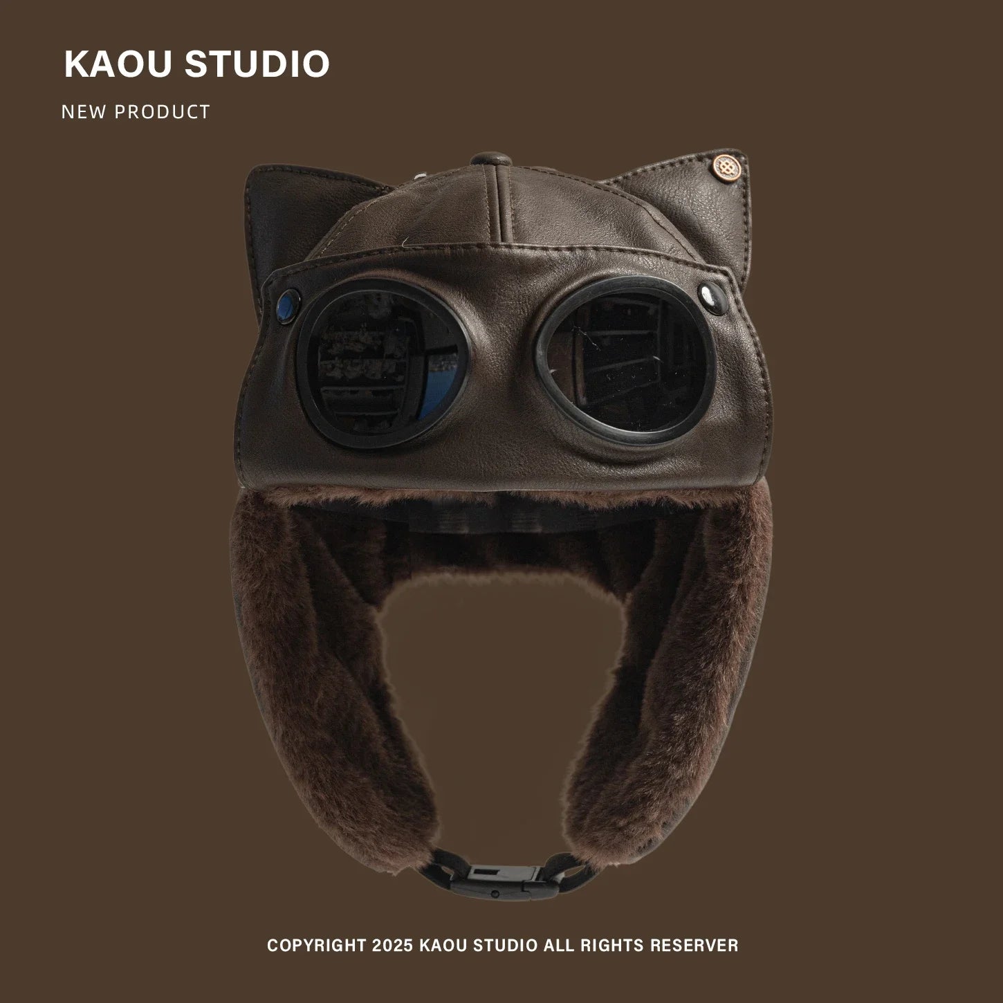 Maverick Cat Ear Pilot Cap in D Coffee