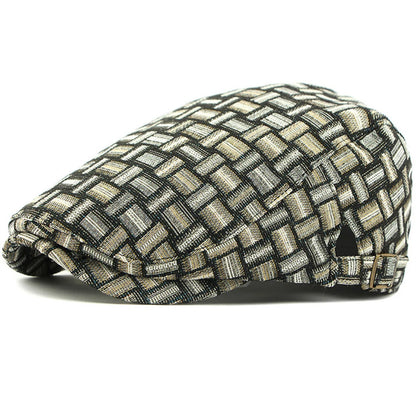 Granada Plaid Artist Beret in Side Buckle Black