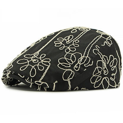Leicester Floral Artist Beret in Black