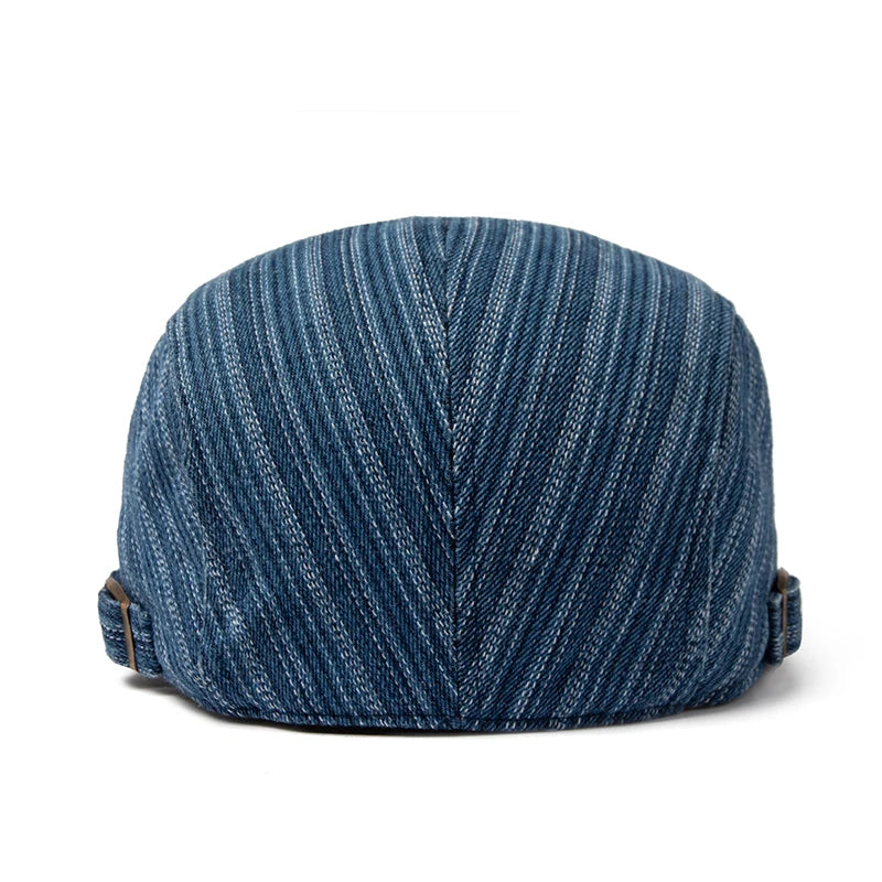 Striped Cotton Peaked Ivy Cap | Soft Top Summer Flat Cap | Urban Caps NZ