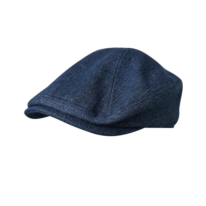 Sunderland Big-Fit Denim Newsboy Cap in Dark Blue
