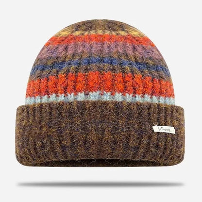 Korean Retro Gradient Striped Knitted Wool Beanie – Warm Winter Beanie for Women & Men | Urban Caps