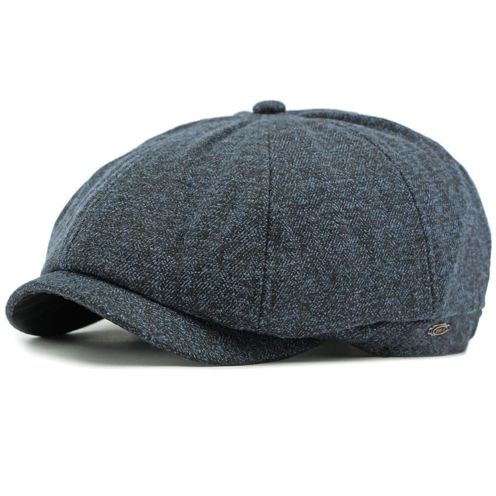 Bordeaux Striped Octagonal Beret in Navy Blue
