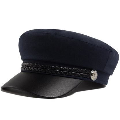 PU Leather Brim Ivy Cap | Luxury Soft Cloth Flat Cap | Urban Caps NZ