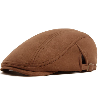 Faux Suede Side Buckle Ivy Cap | Retro Winter Flat Cap | Urban Caps NZ