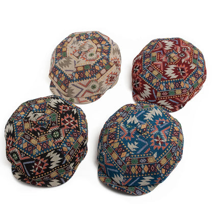 Geometric Print Newsboy Cap | Bohemian Heritage Cap | Urban Caps NZ