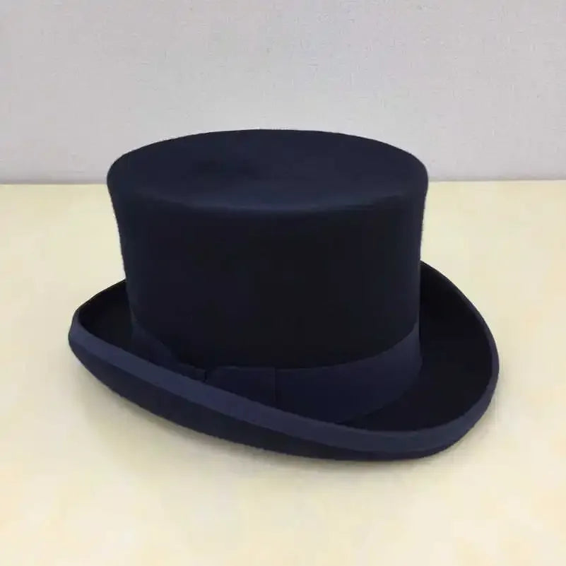 Piccadilly Wool Top Hat in Navy Blue