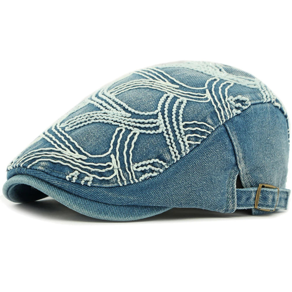 Nottingham Geometric Artist Beret in Middle Blue