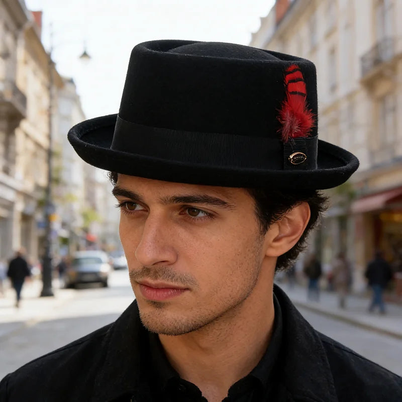 Verona Noir Wool Pork Pie Hat – Premium European Collection