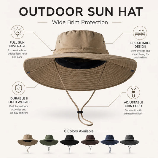 Safari Boonie Hat – Wide Brim Sun Hat with Chin Strap