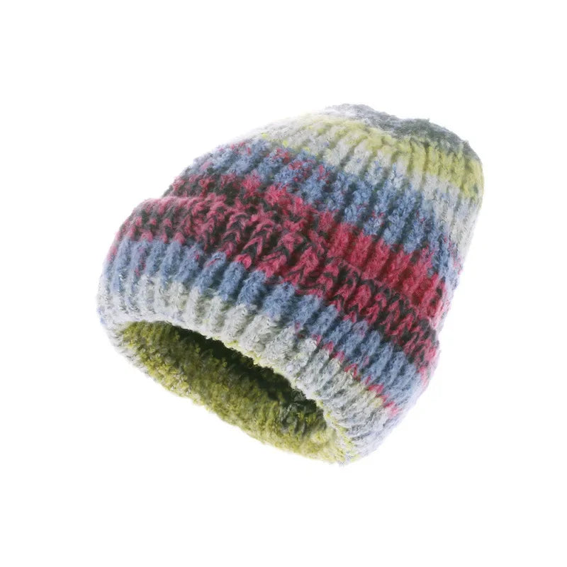 Korean Gradient Knit Beanie – Soft Winter Wool Blend Warm Stretch Beanie Hat