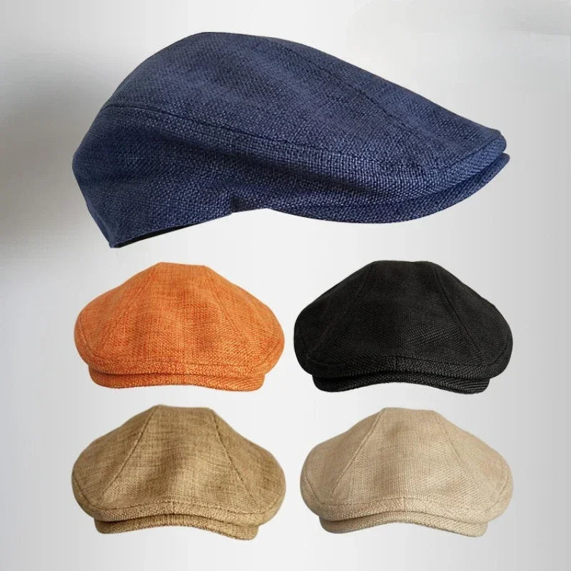 Ashton Linen Newsboy Cap