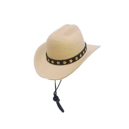 Pet cowboy hat with ribbon trim in pink