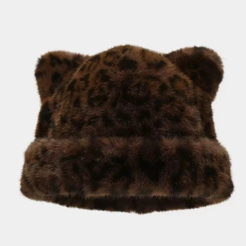 Amara Leopard Teddy Bear Beanie in Little Leopard Print
