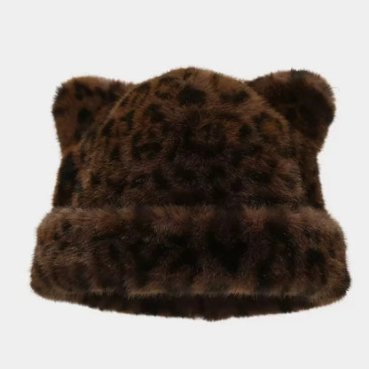 Amara Leopard Teddy Bear Beanie in Little Leopard Print