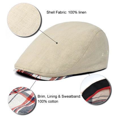 The Enniskillen | Men's Linen Irish Ivy Gatsby Flat Cap | Urban Caps NZ