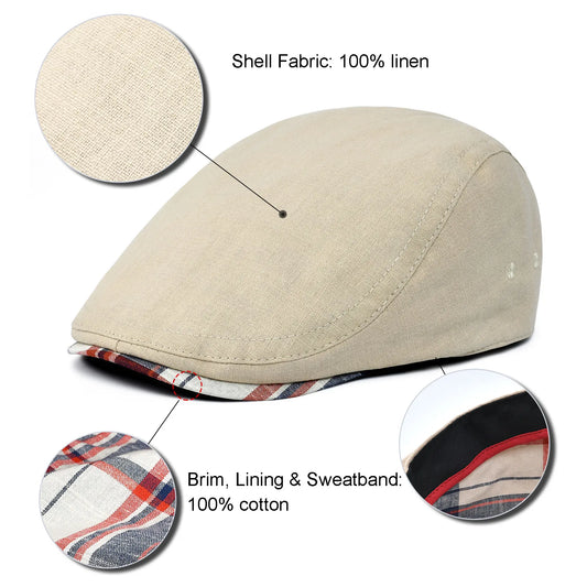 The Enniskillen | Men's Linen Irish Ivy Gatsby Flat Cap | Urban Caps NZ