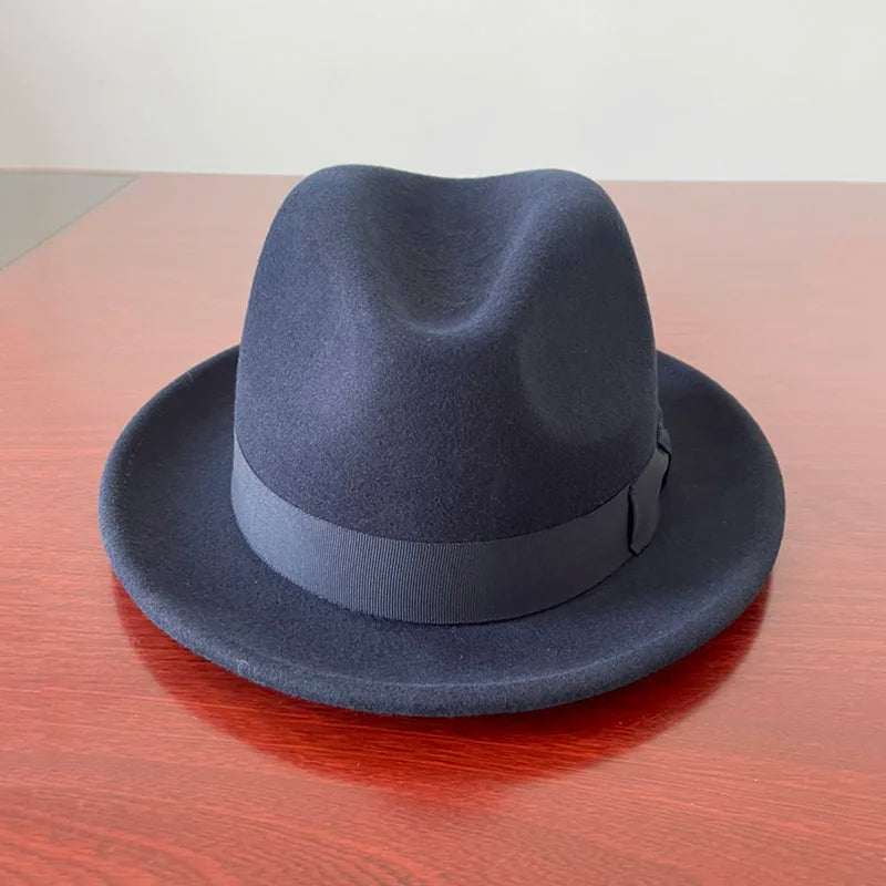 Short Brim Wool Fedora Hat – Satin Lined Classic Trilby Hat