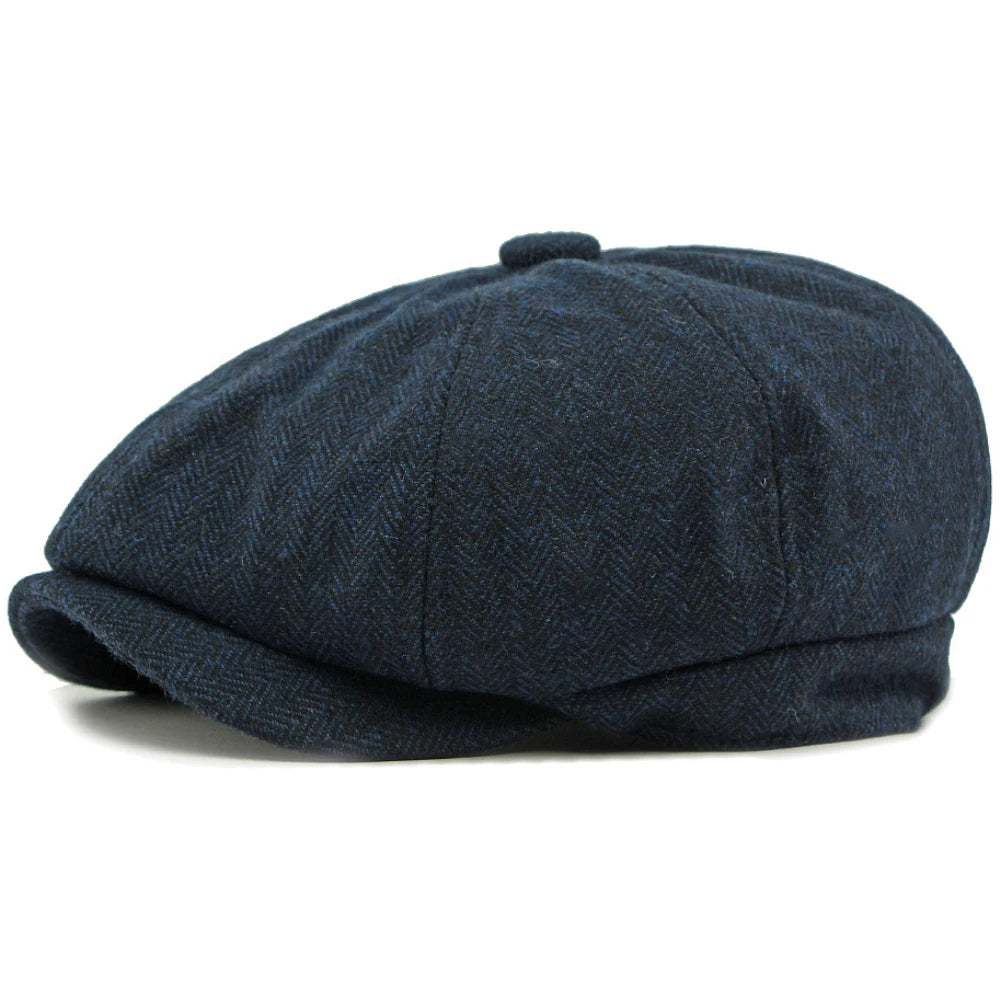 Verona Striped Wool Beret in Navy Blue