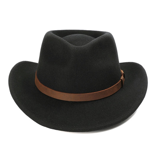 Black Wool Cowboy Fedora Hat – Crushable Outback Felt Hat