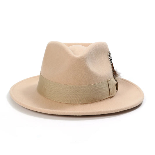 Premium Wool Fedora Hat – Feather Band Gentleman Fedora