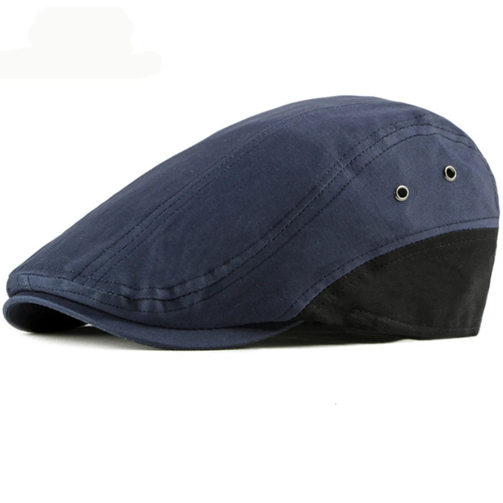Bolton Patchwork Beret in Navy Blue
