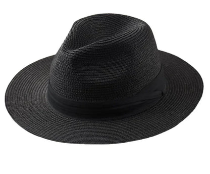 Bermuda Wide-Brim Panama Hat in Black