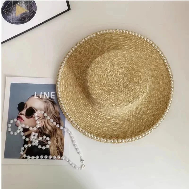 Brighton Pearl-Trim Straw Sun Hat