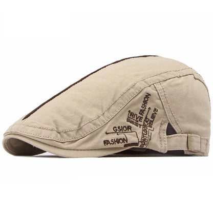 Fitzrovia Letter-Pattern Beret in Light Khaki
