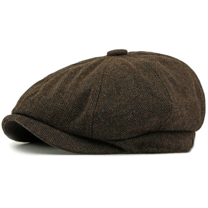 Verona Striped Wool Beret in Coffee