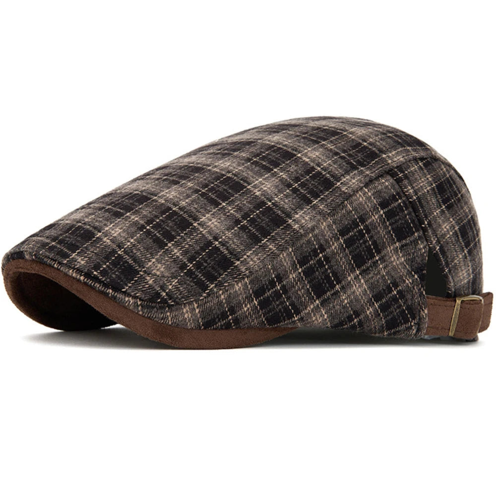 Ripon Plaid Winter Beret in Grey
