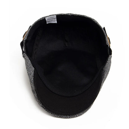 Striped Herringbone Ivy Cap | Heritage Autumn Flat Cap | Urban Caps NZ