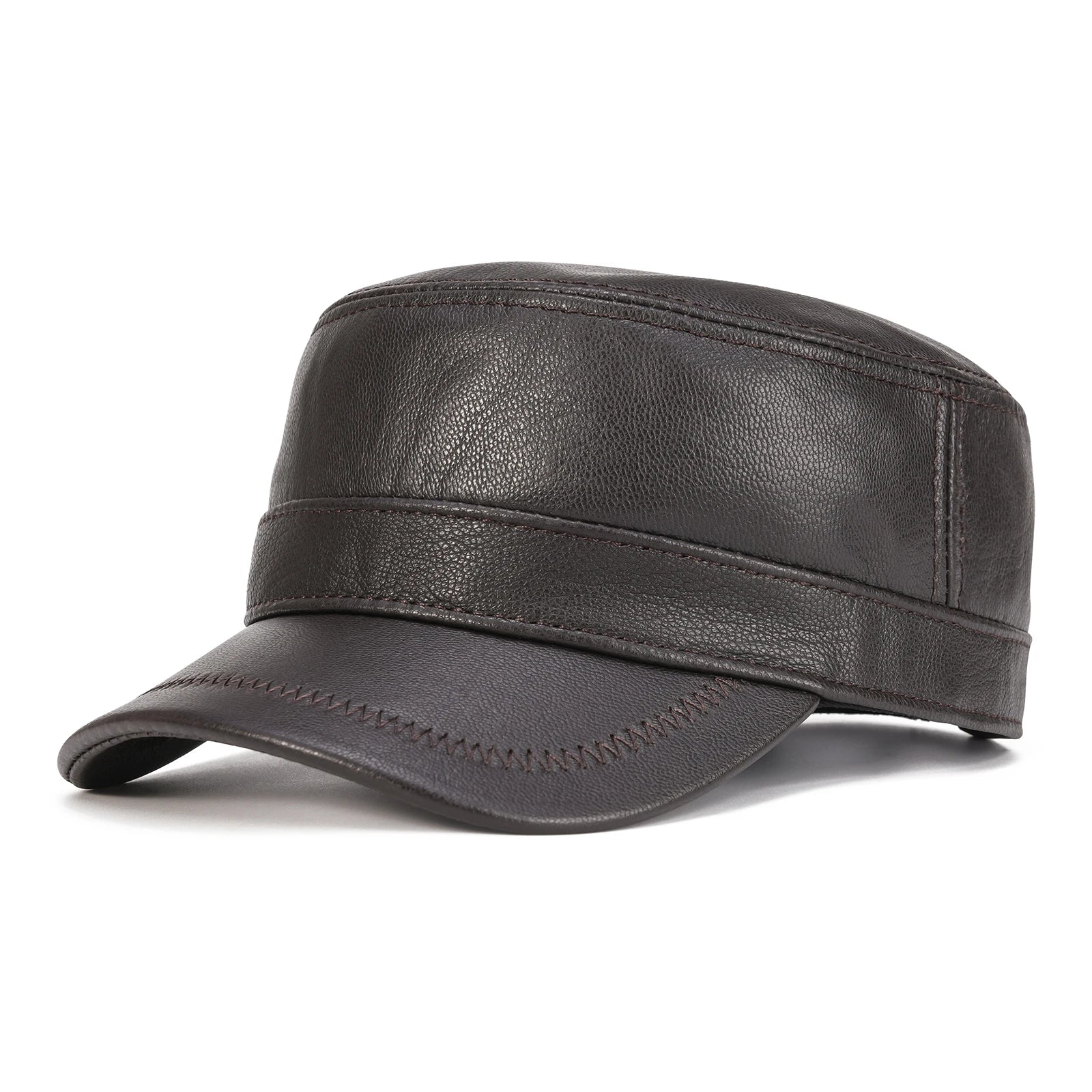The Wellington | Men's Leather Cadet Flat Top Cap | Urban Caps NZ