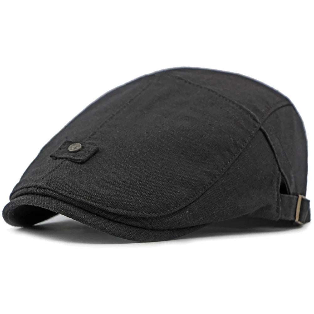 Oxford Linen Beret in Black