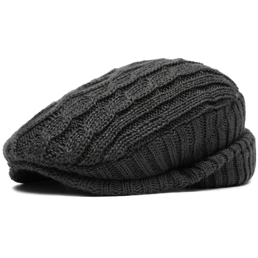 Appleby Knitted Earflap Beret in Dark Grey