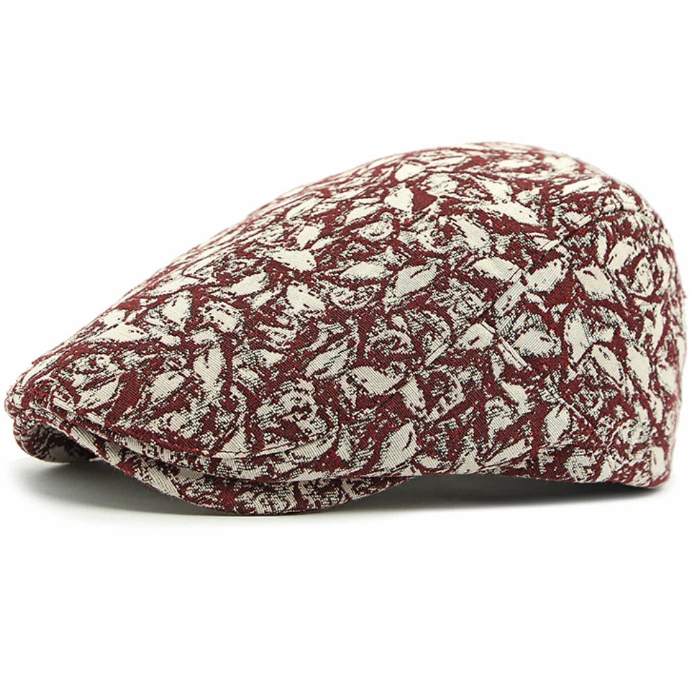Bath Print Ivy Beret in Burgundy